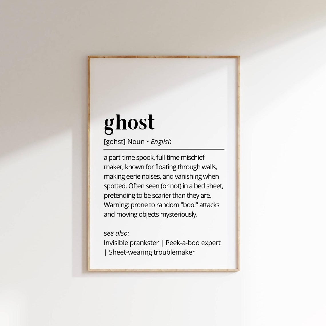 Ghost Funny Definition Print Halloween Spooky Dictionary Decor