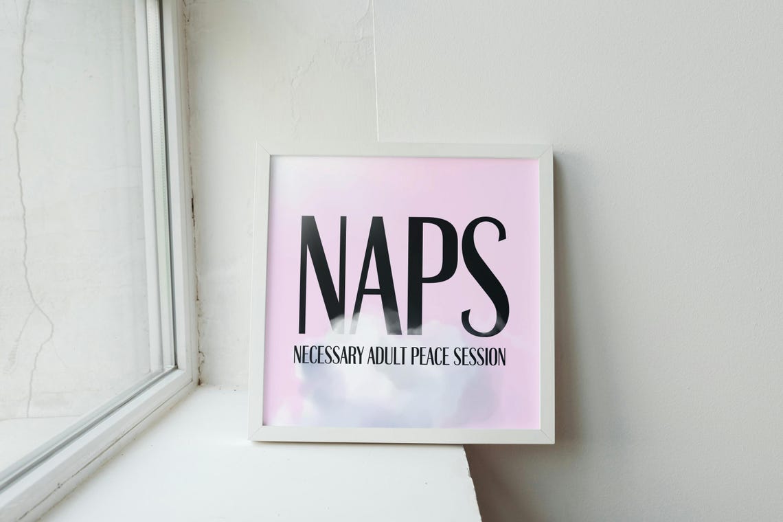 Naps Necessary Adult Peace Session Pink Cloud Funny Quote Poster - Image 2