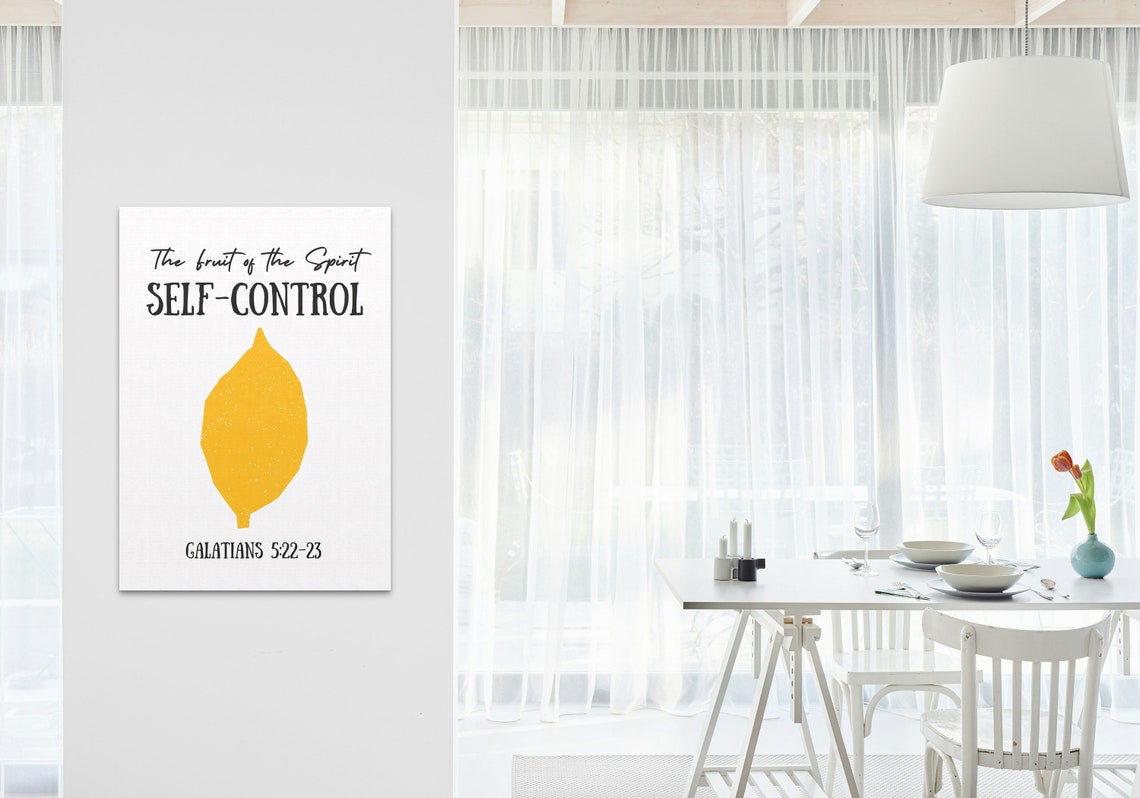 Fruit of the Spirit Self Control Lemon Bible Verse Wall Decor Poster - Image 3