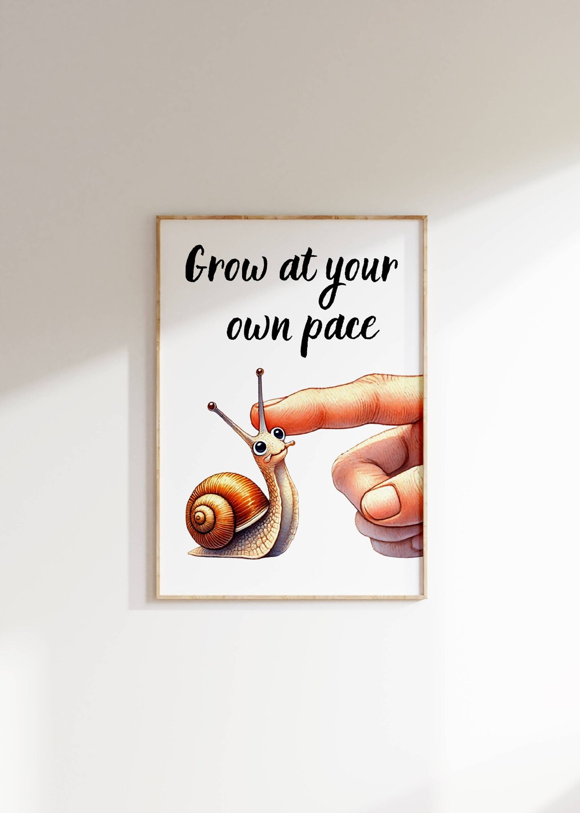 Grow At Your Own Pace Cute Snail Nursery Inspirational Wall Poster - Image 3
