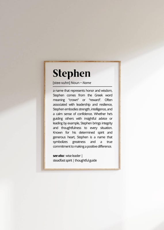 Stephen Name Meaning Minimalist Typography Art Print