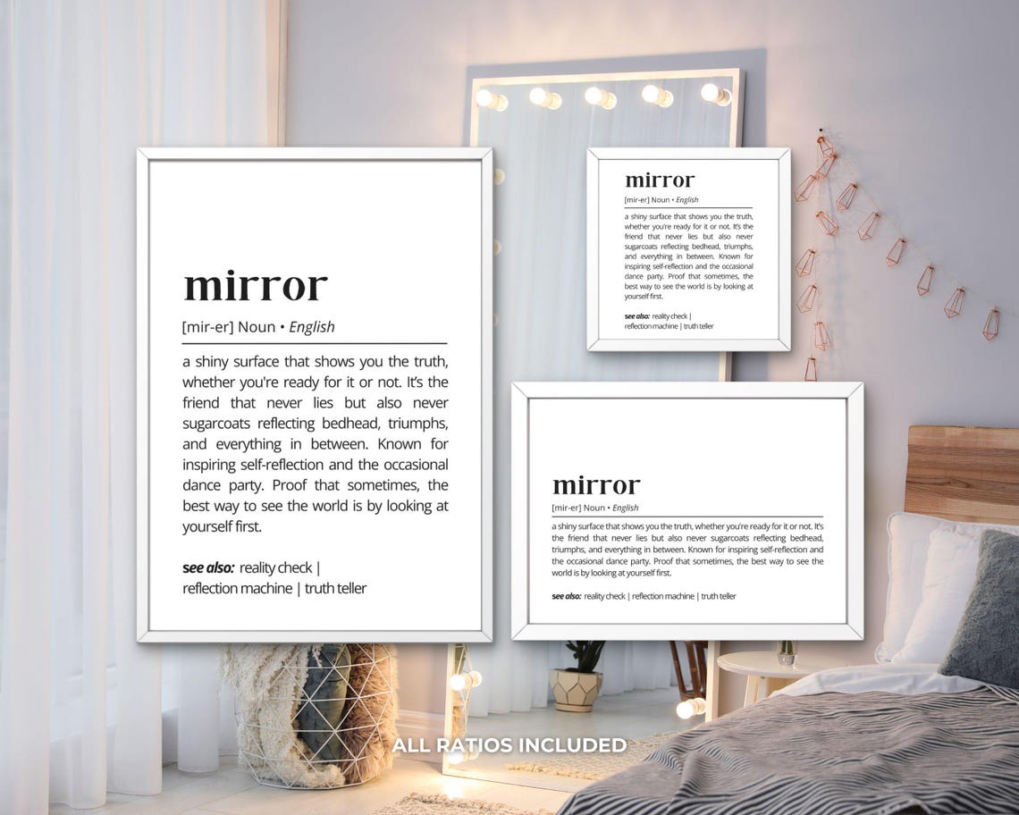 Mirror Funny Dictionary Definition Poster Self Reflection Decor - Image 3