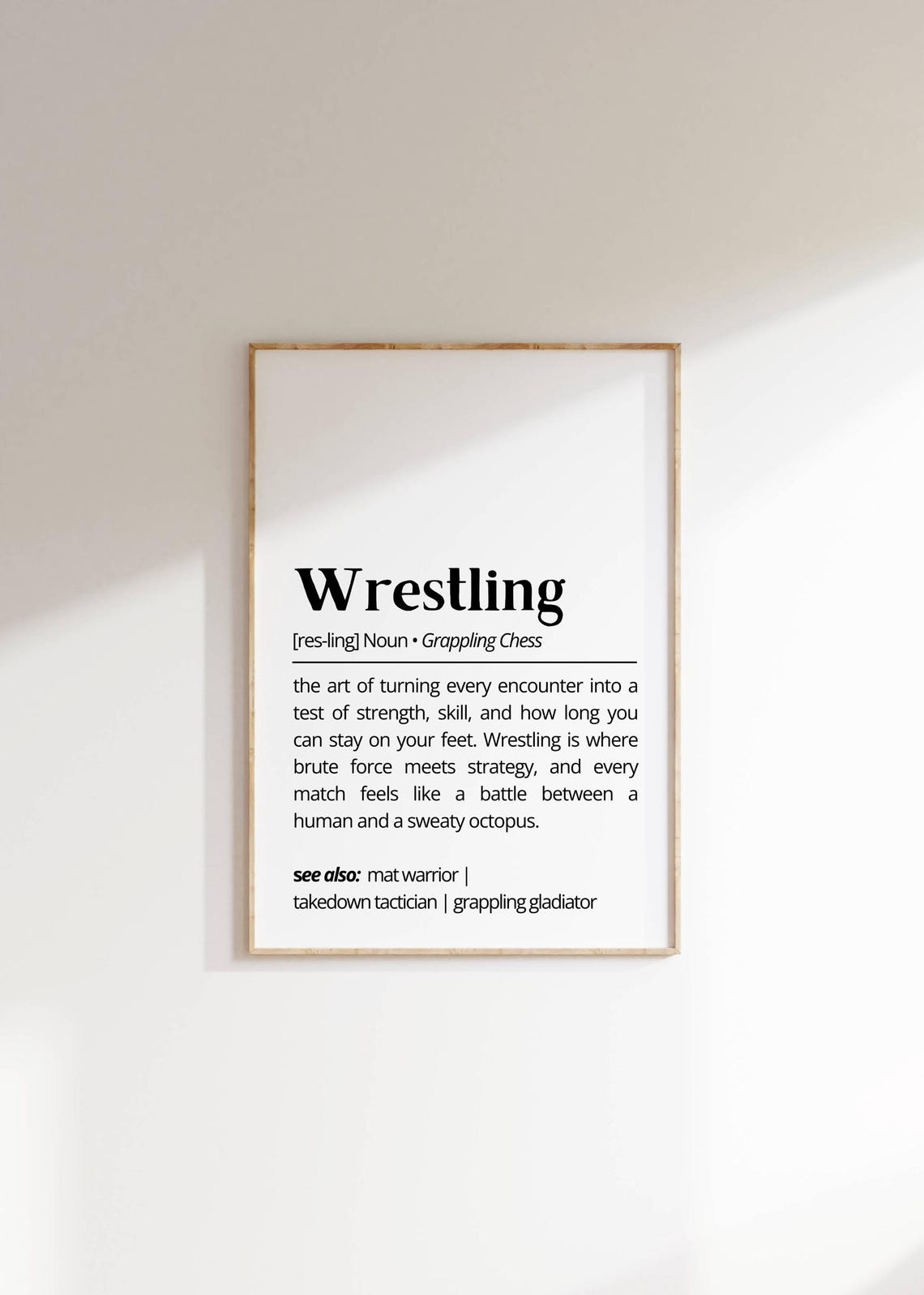 Wrestling Dictionary Definition Funny Grappling White Quote Print