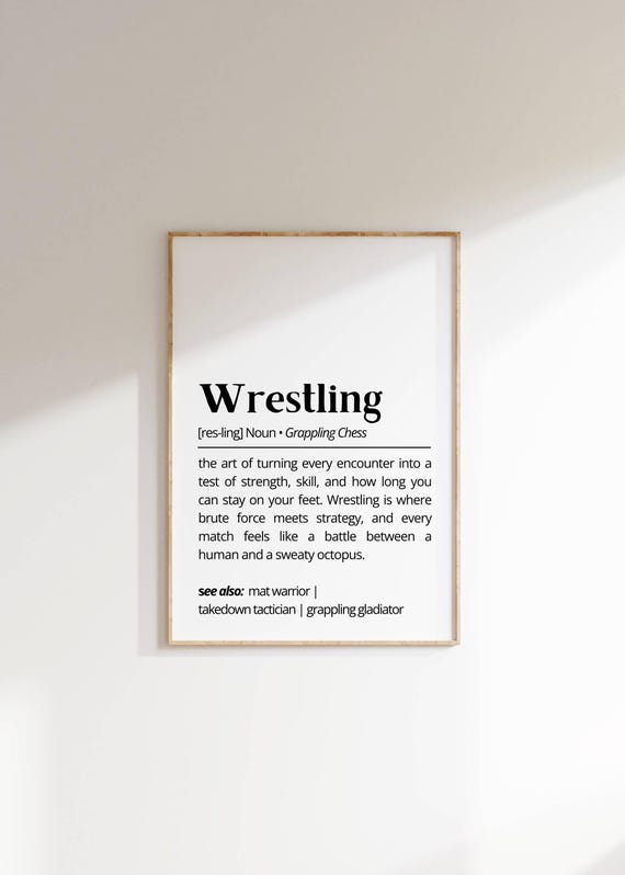 Wrestling Definition Wall Art Sports Decor For Wrestling Enthusiasts Minimalist Typography Gift For Wrestlers Funny Poster
