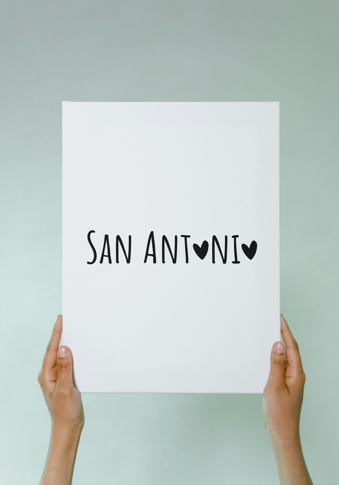 San Antonio Heart Typography Minimalist Black White Texas Love Poster - Image 2