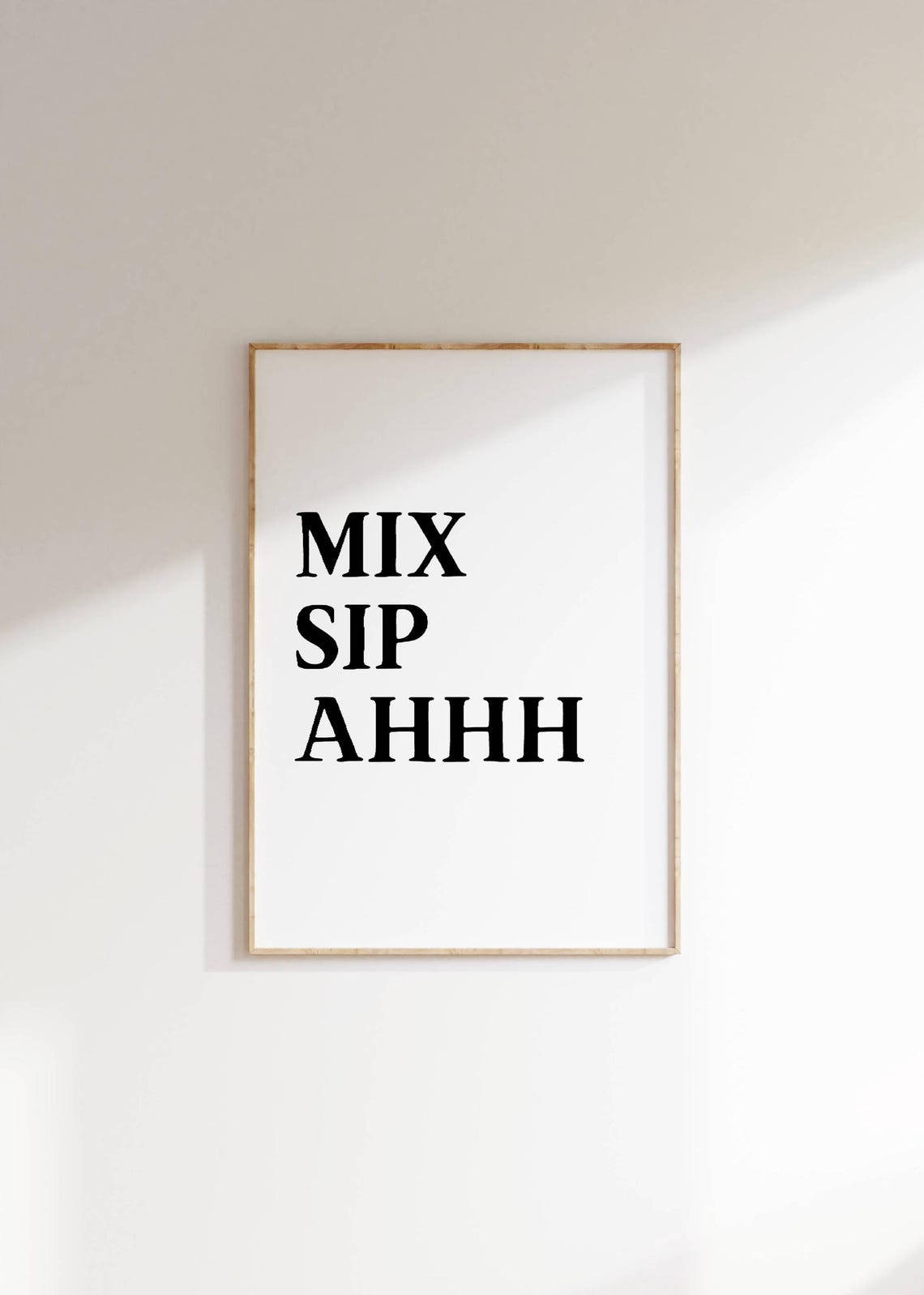 Mix Sip Ahhh Funny Black And White Cocktail Bar Decor Poster