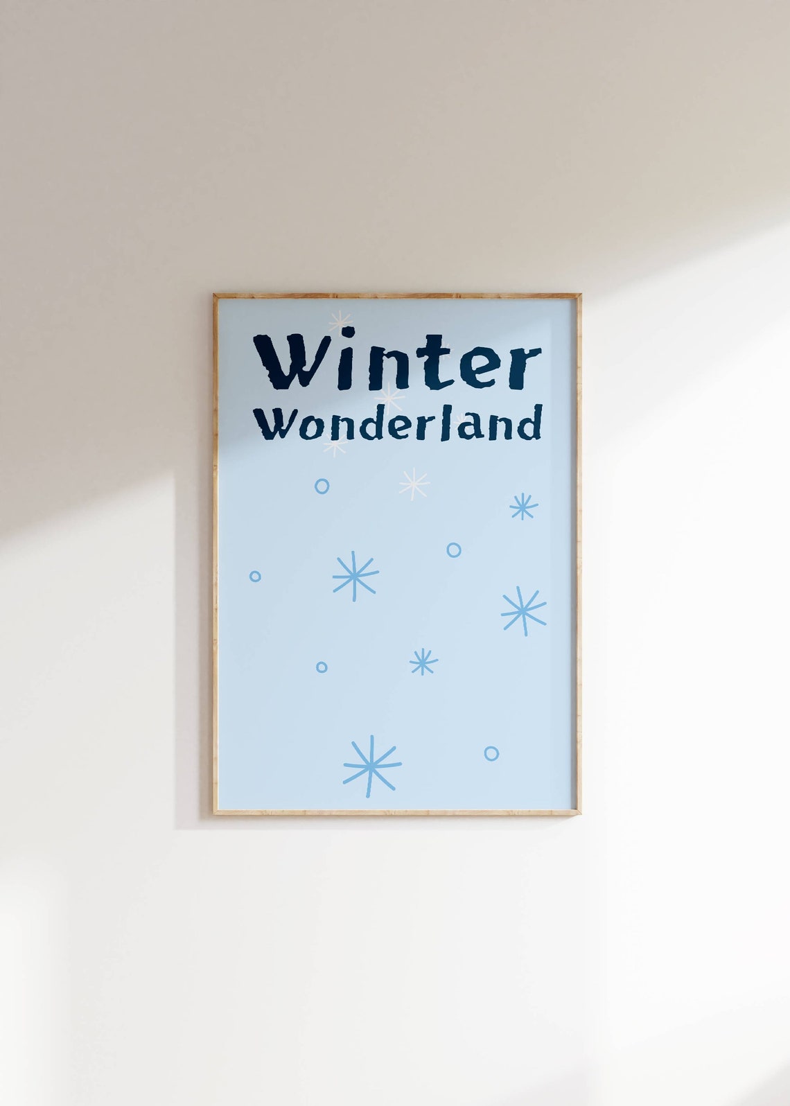 Winter Wonderland Snowflake Doodles Pale Blue Seasonal Wall Poster