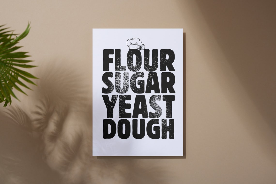 Flour Sugar Yeast Dough Bakery Kitchen Vintage Typography Poster - Image 2