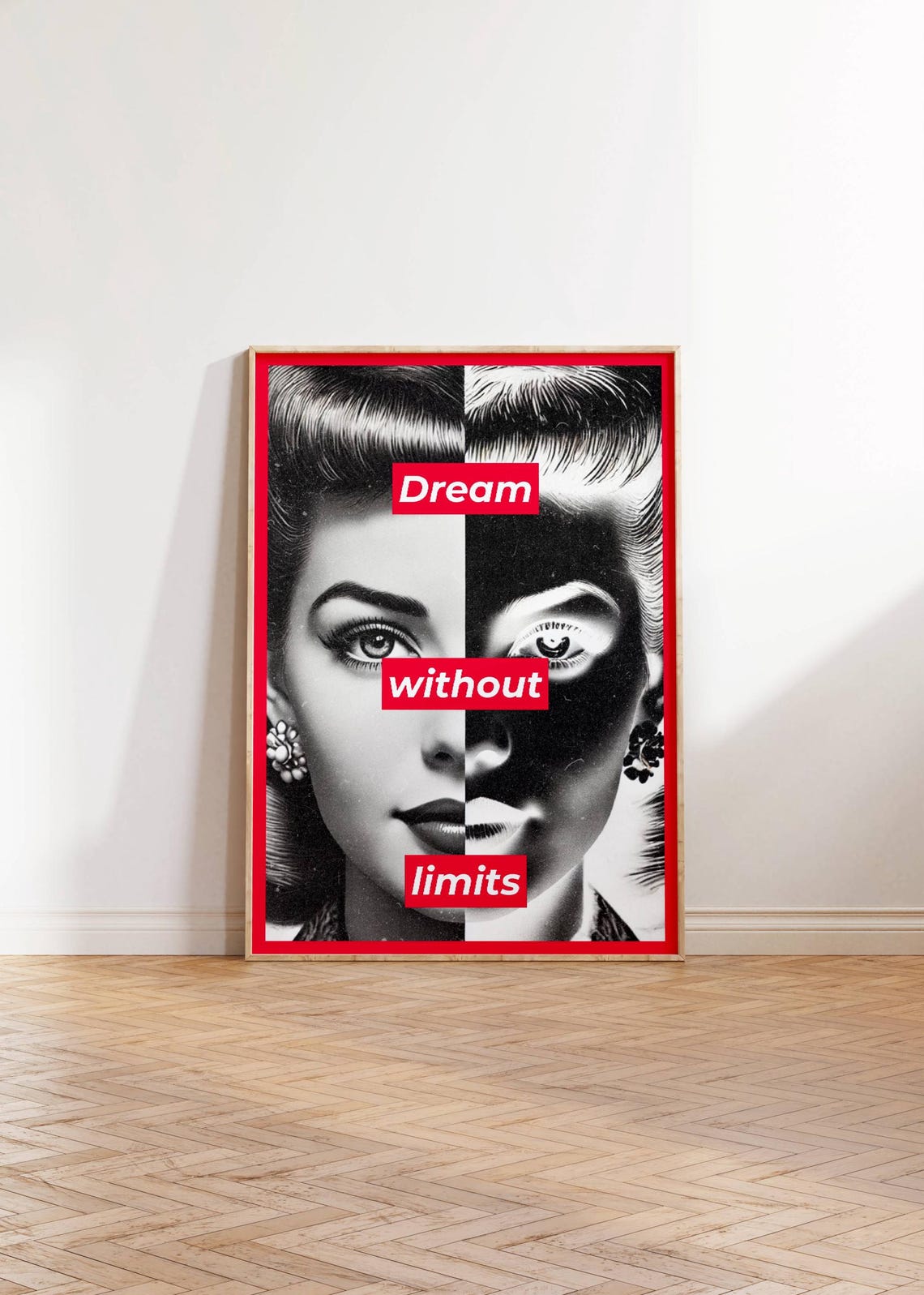 Dream Without Limits Motivational Retro Pop Art Split Portrait Poster - Image 3