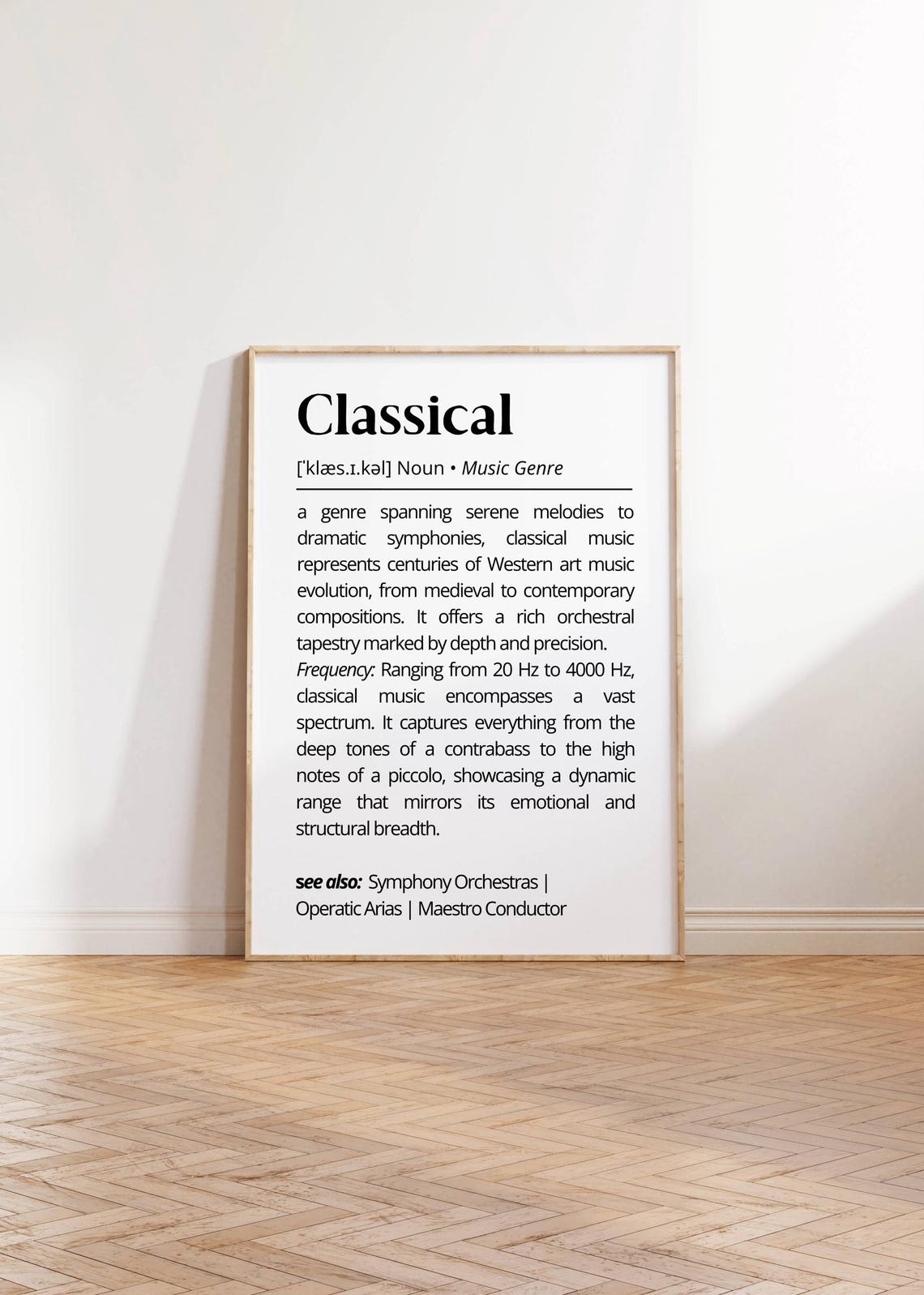 Classical Music Genre Definition Minimalist Typography Gift Poster - Image 3