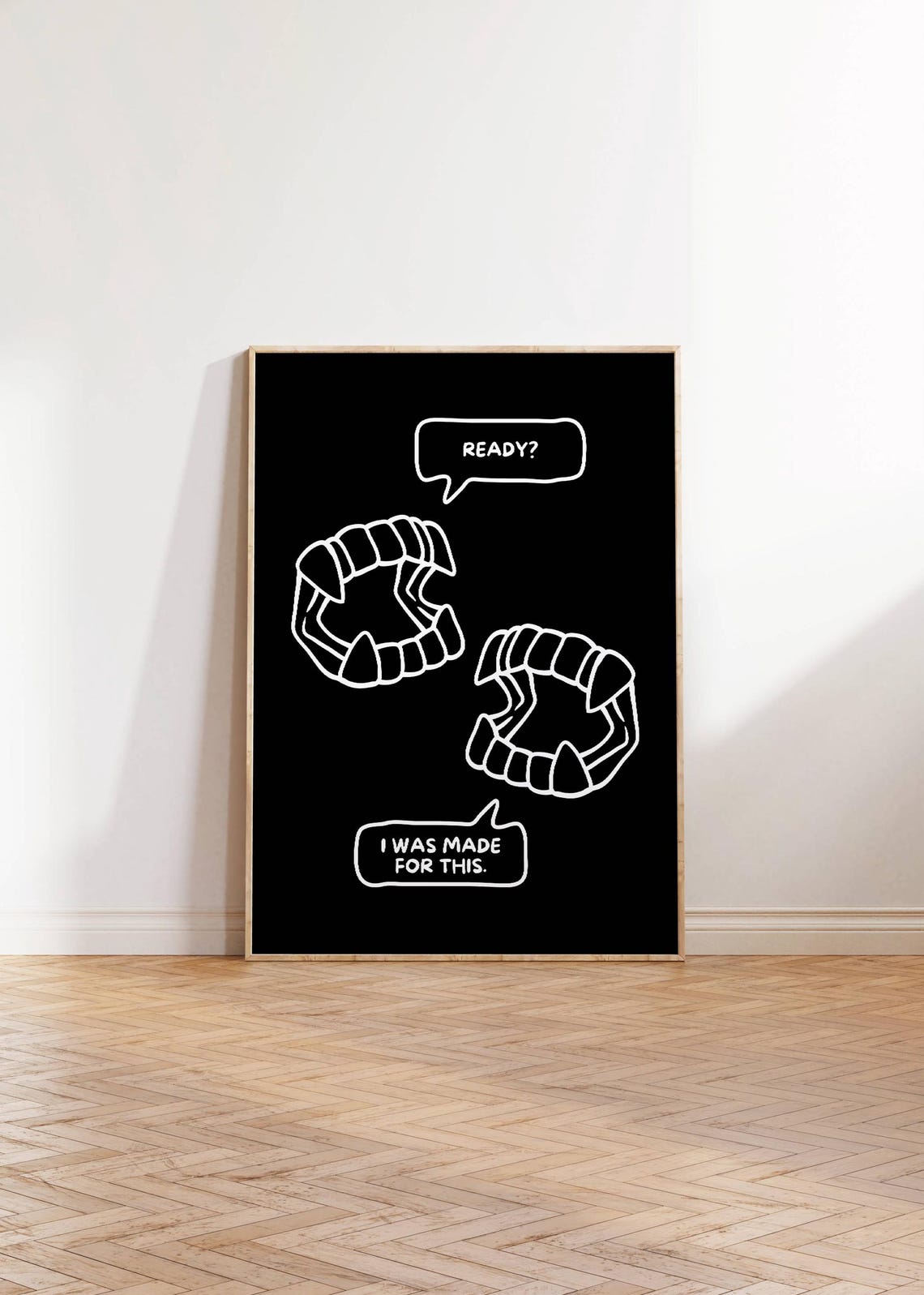 Vampire Fangs I Was Made For This Halloween Poster Gothic Black Decor - Image 3