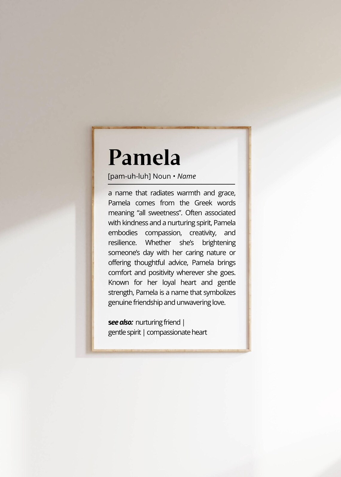 Pamela Name Definition Typography Art Print