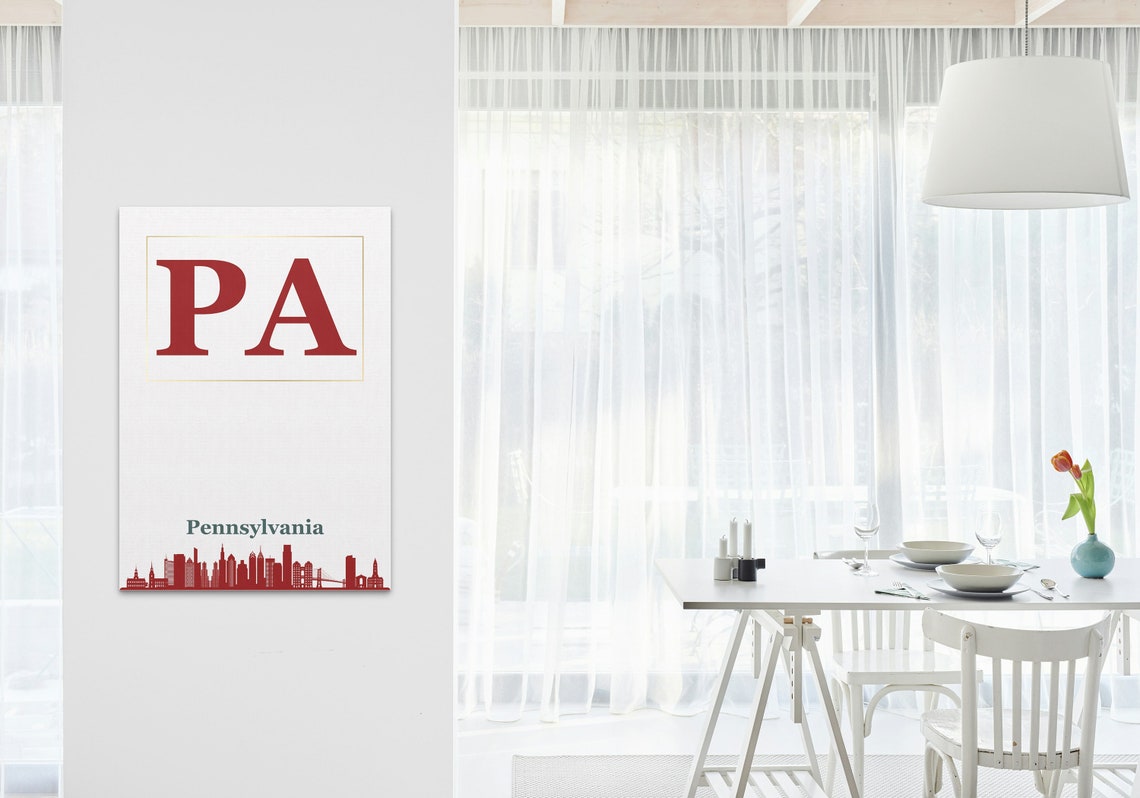 Pennsylvania PA Red Typography Skyline Silhouette State Pride Poster - Image 3