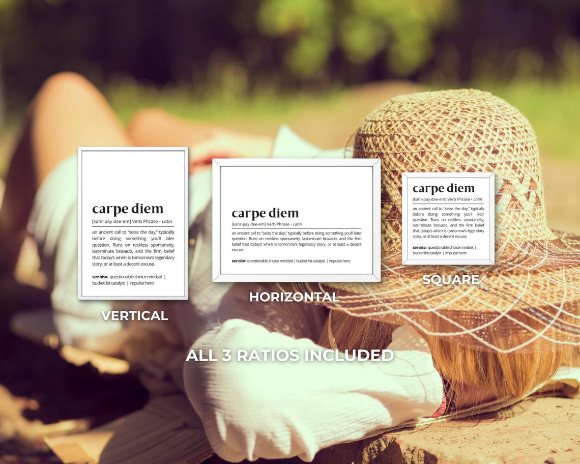 Carpe Diem Definition Seize the Day Funny Latin Phrase Dictionary Poster - Image 3