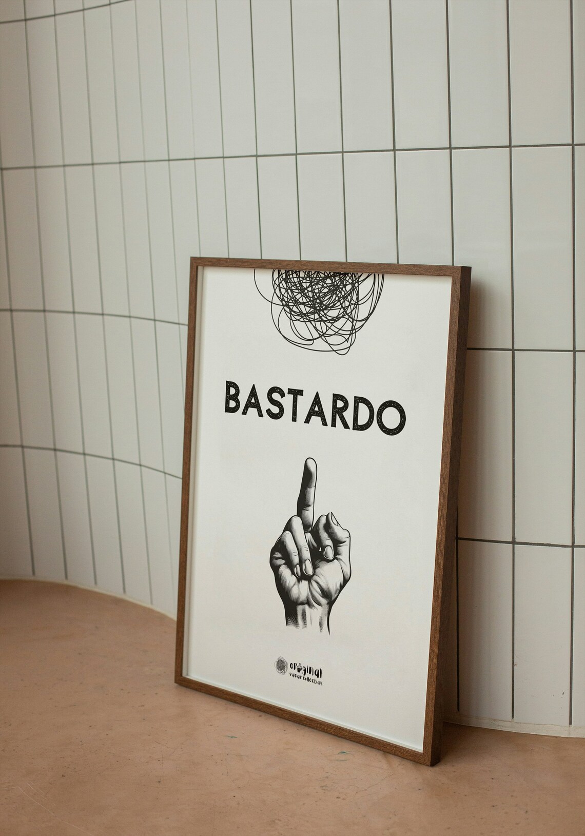Bastardo Funny Italian Swear Word Middle Finger Sketch Gag Poster - Image 2