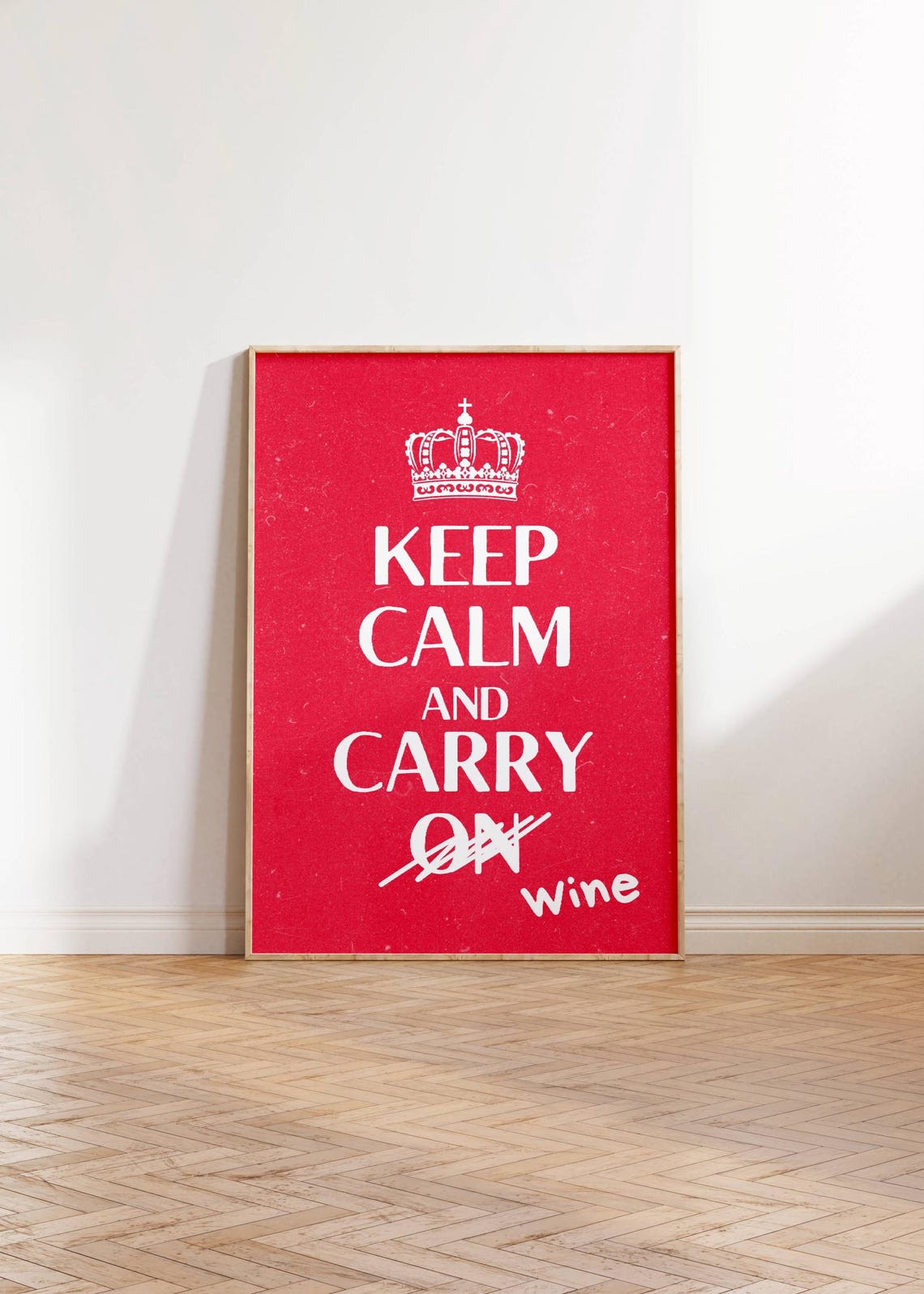 Keep Calm Carry On Wine Funny Red Crown Kitchen Bar Home Poster
