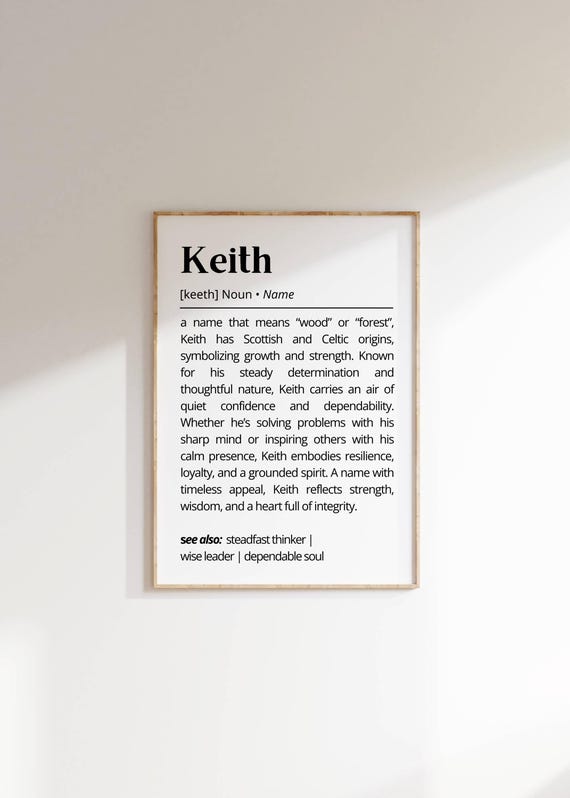 Keith Name Definition Wall Art Personalized Name Meaning Poster Unique Custom Name Gift For Him Minimalist Typography As Art Decor