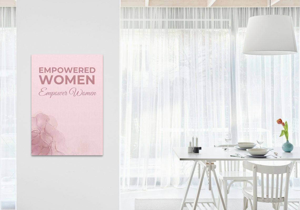 Empowered Women Empower Women Pink Alcohol Ink Feminist Poster - Image 3