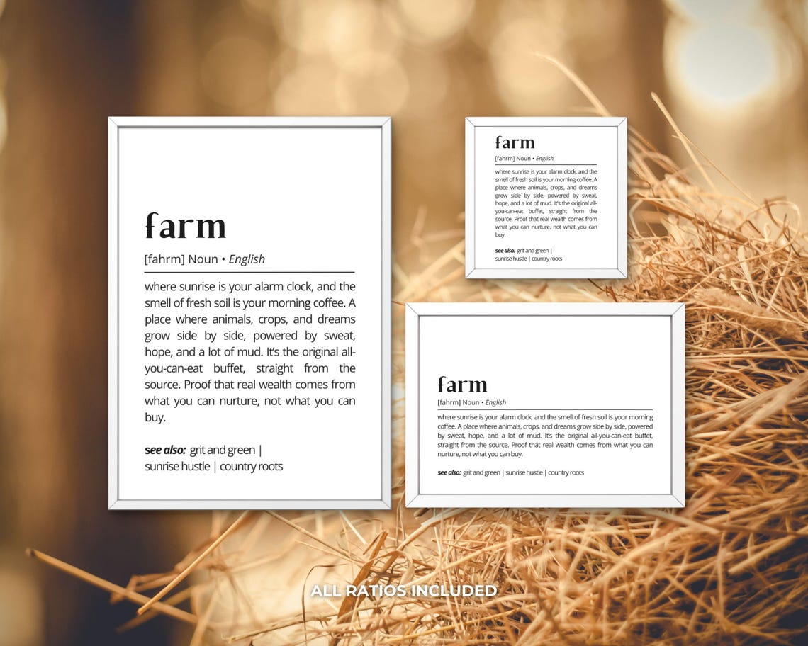 Farm Definition Country Living Sunrise Hustle Dictionary Wall Art - Image 3