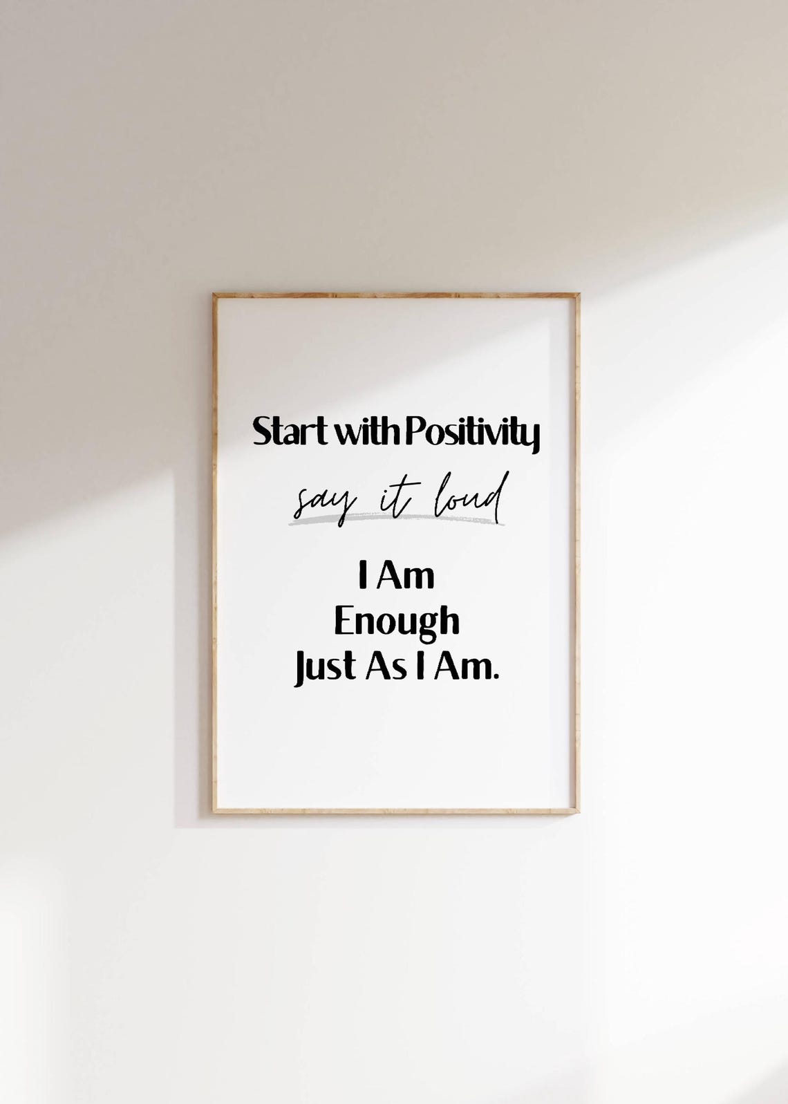 I Am Enough Just As I Am Positivity Daily Affirmation Quote Poster