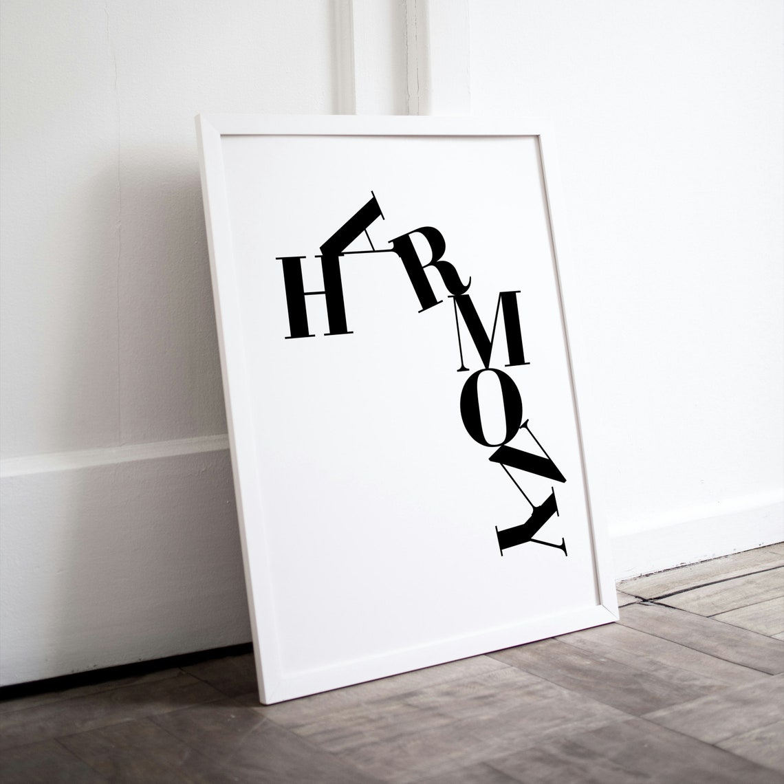 Harmony Wavy Typography Black White Minimalist Motivational Word Art Poster - Image 3
