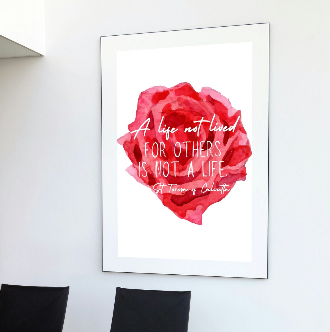 A Life Not Lived for Others Is Not a Life Saint Teresa Rose Poster - Image 3