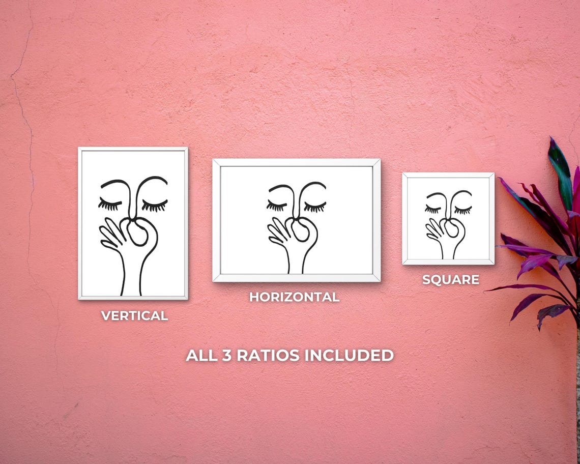 Funny Line Art Face Holding Nose Smell Abstract Minimalist Poster - Image 3
