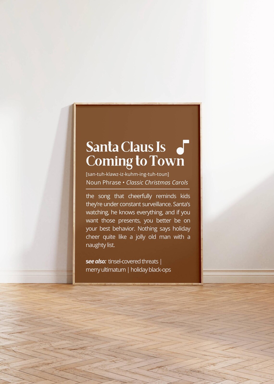 Santa Claus Is Coming To Town Funny Christmas Carol Definition Poster - Image 2