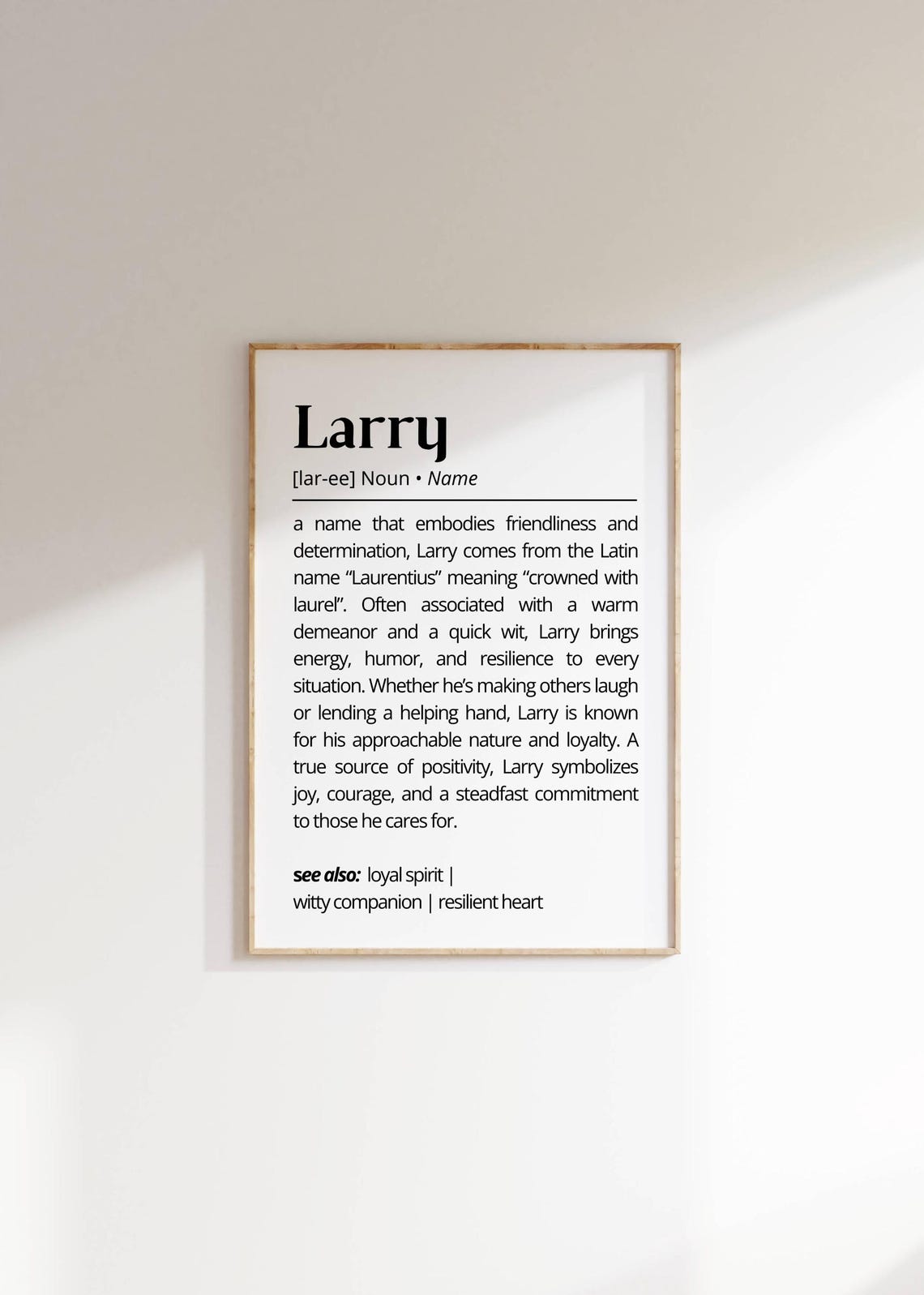 Larry Name Definition Personalized Friendly Witty Gift Poster