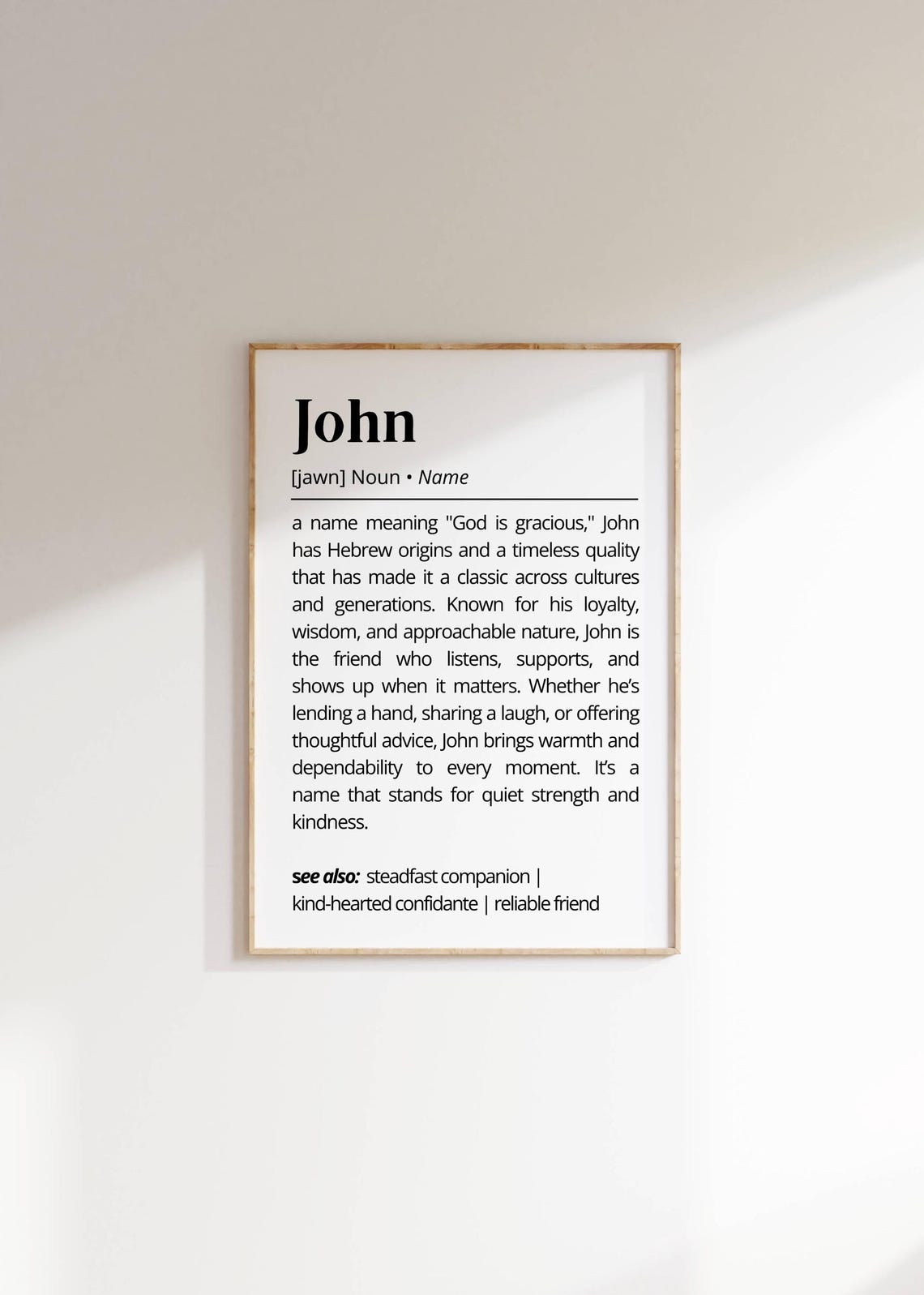 John Name Definition Wall Art Personalized Classic Name Poster Gift For Him Timeless Custom Art Print Meaningful Gift For Family Friends - Image 2