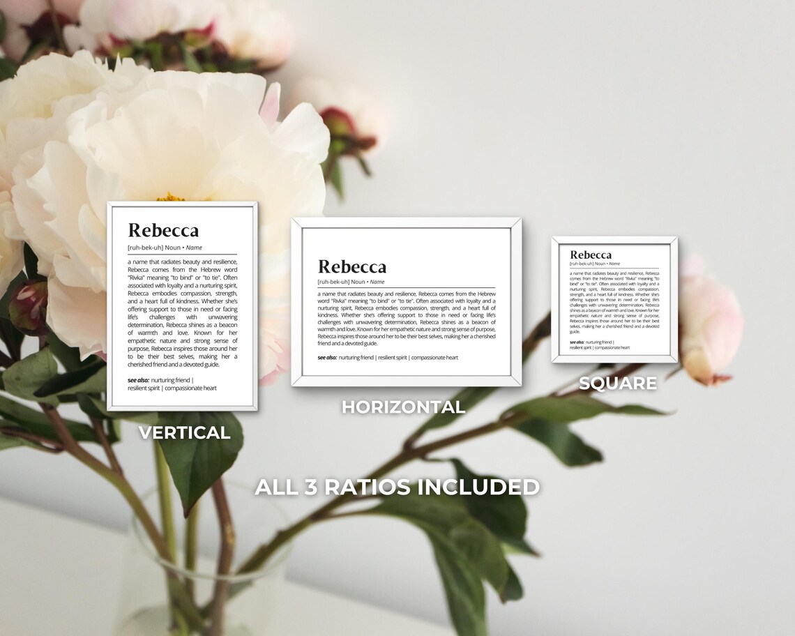 Rebecca Name Definition Minimalist Typography Art Print - Image 3