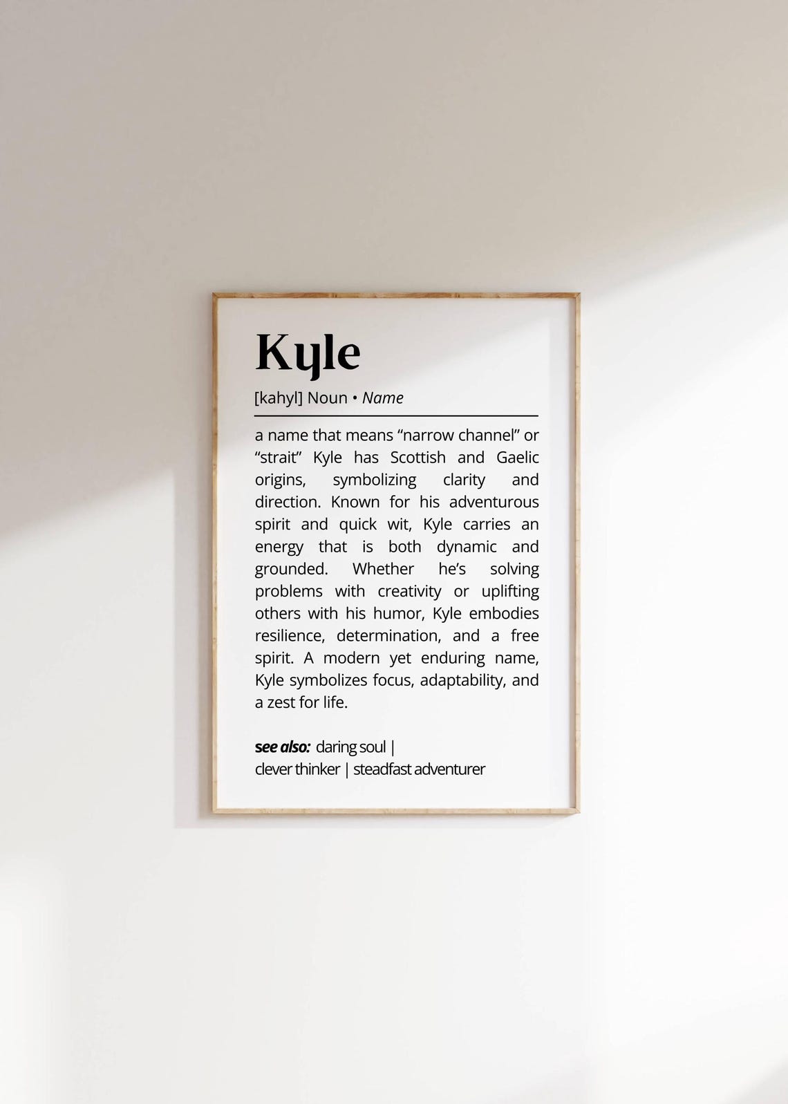 Kyle Personalized Name Meaning Dictionary Style Minimalist Poster