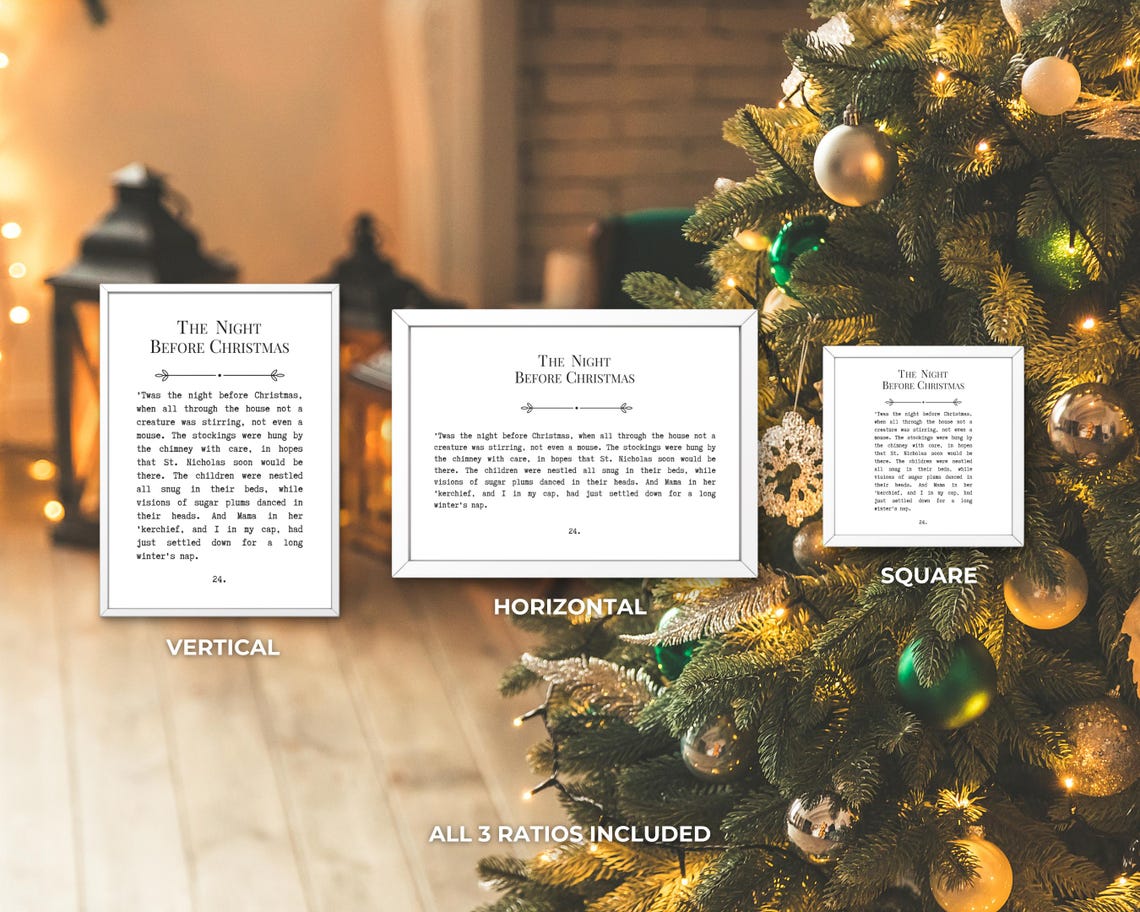 The Night Before Christmas Classic Holiday Poem Typography Poster - Image 3