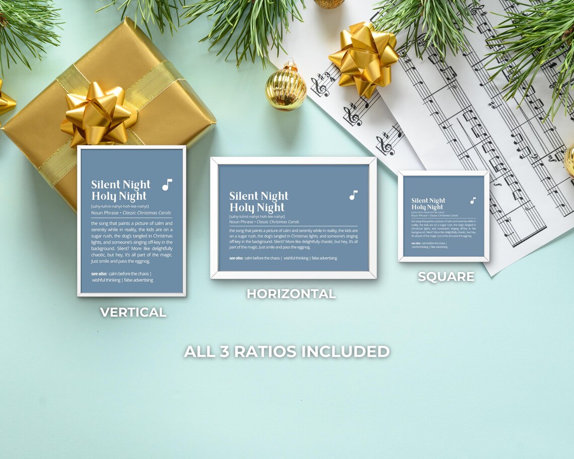 Silent Night Holy Night Funny Christmas Carol Definition Blue Poster - Image 3