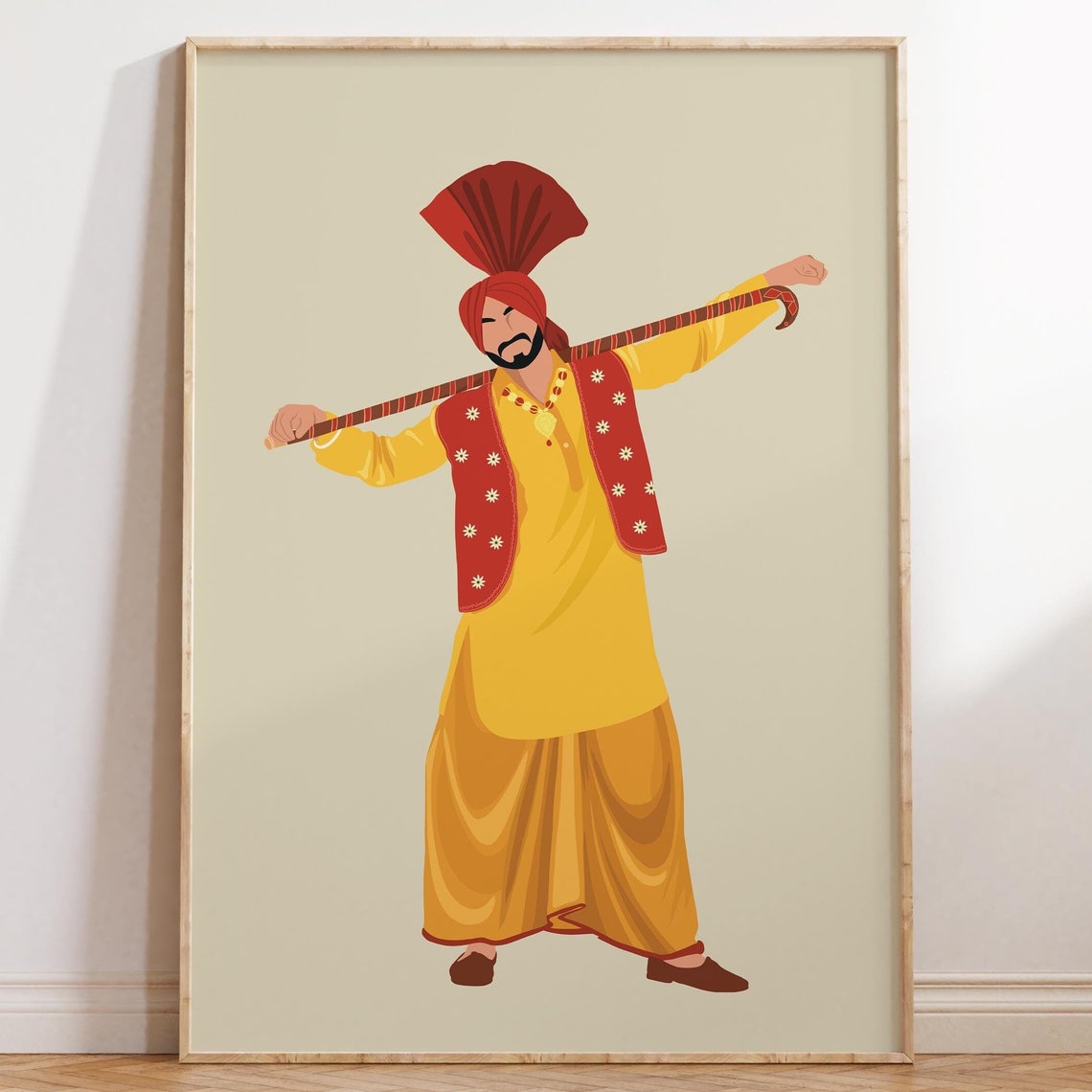 Punjabi Man Art Punjabi Village Life Punjabi Homedecor Desi Art Indian Wall Art South Asian Art Handmade Art