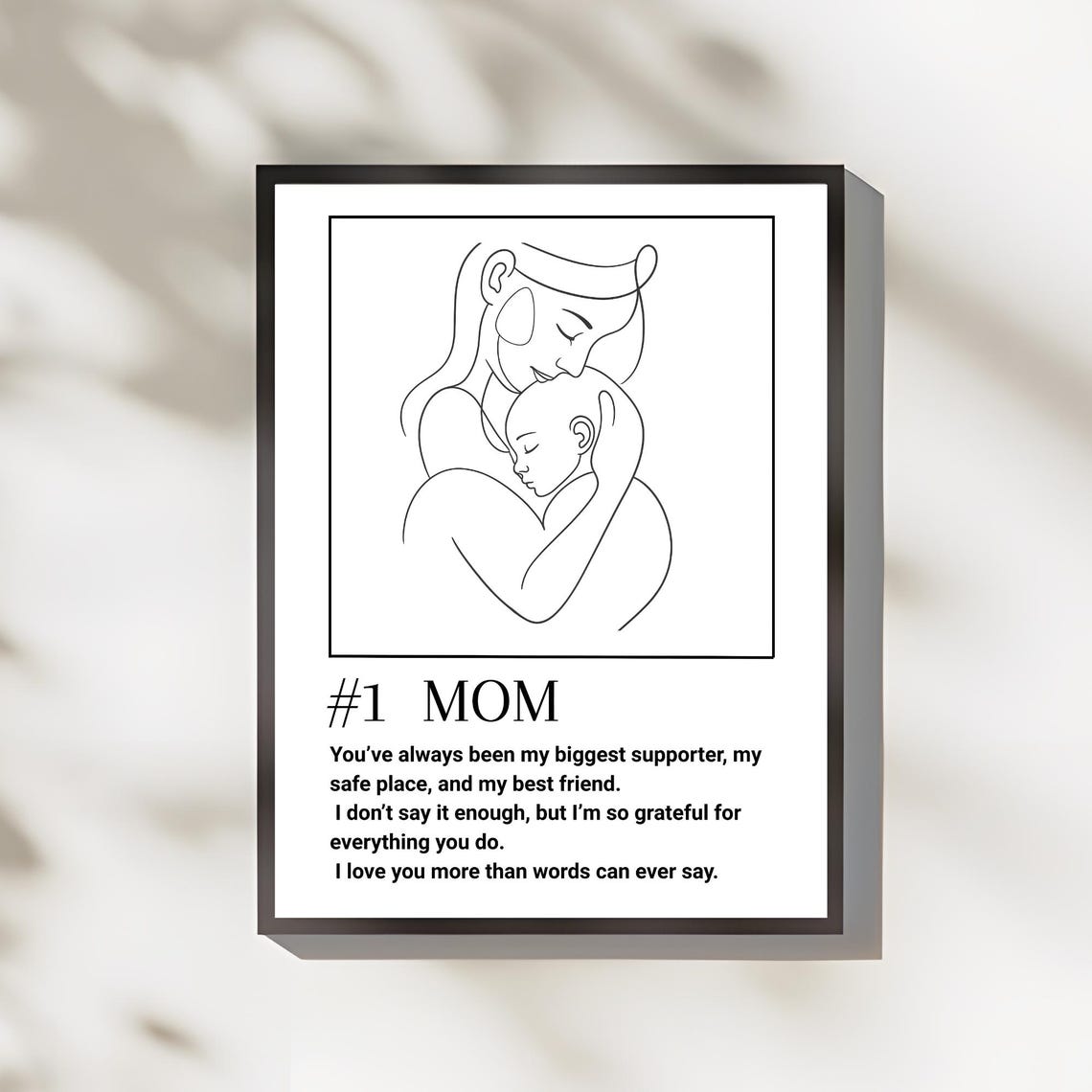 Number One Mom Line Art Heartfelt Mother Appreciation Poster