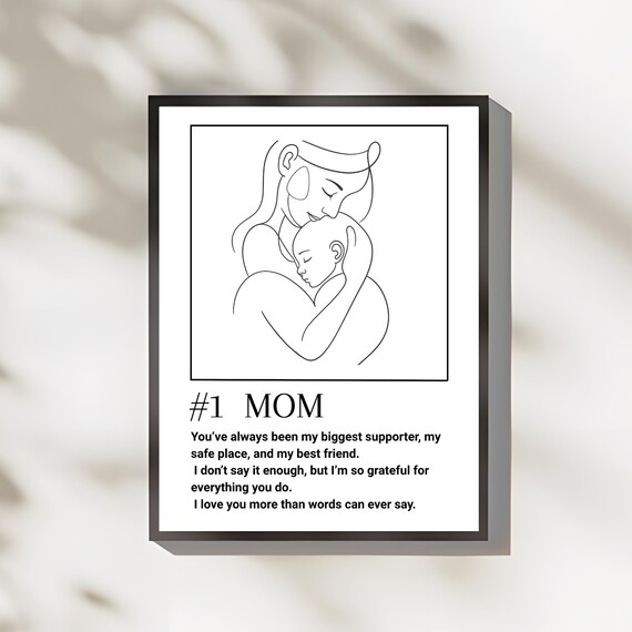 Number One Mom Line Art Heartfelt Mother Appreciation Poster