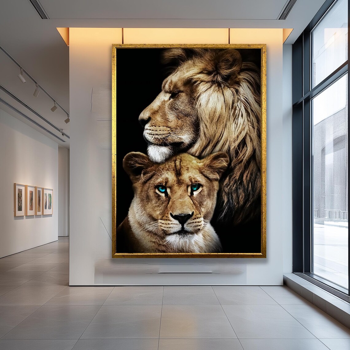 Lion And Lioness Art Print, Wildlife Wall Decor