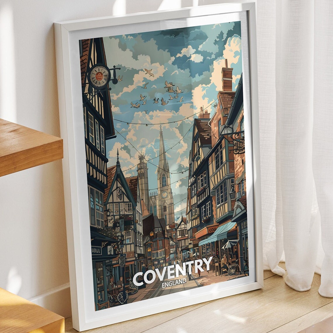 Coventry Travel Print England Coventry Art Poster England Travel Poster United Kingdom Wall Art English Art Decor