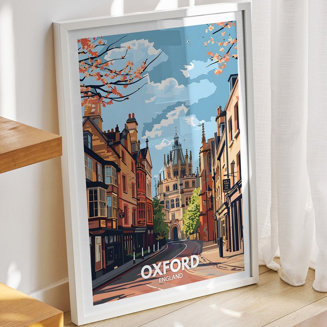 Oxford Art Print England Oxford Art Poster England Travel Poster United Kingdom Wall Art English Art Decor