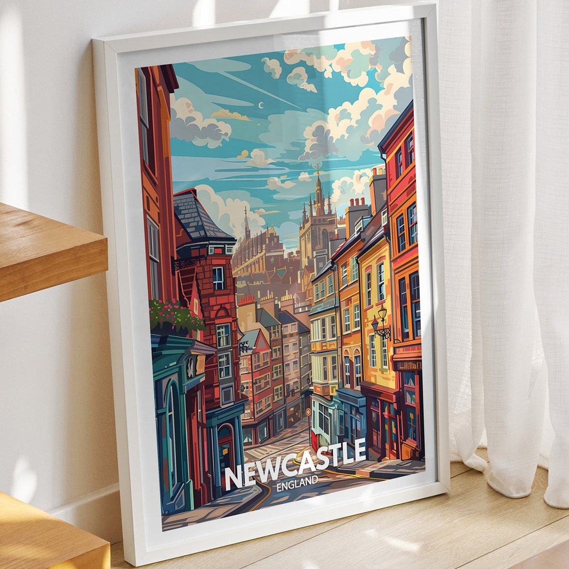Newcastle Travel Print England Newcastle Art Poster England Travel Poster United Kingdom Wall Art English Art Decor