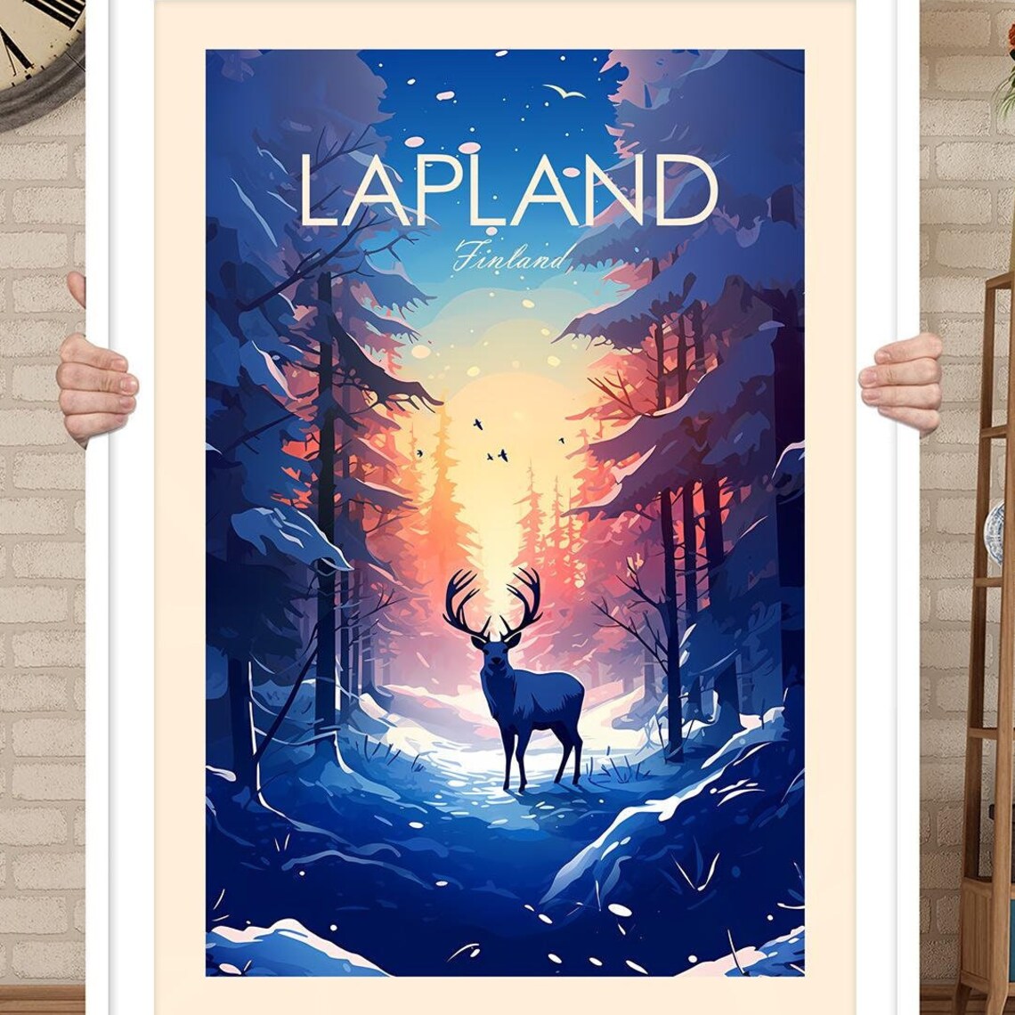 Lapland Travel Poster, Scandinavian Wall Art - Image 3