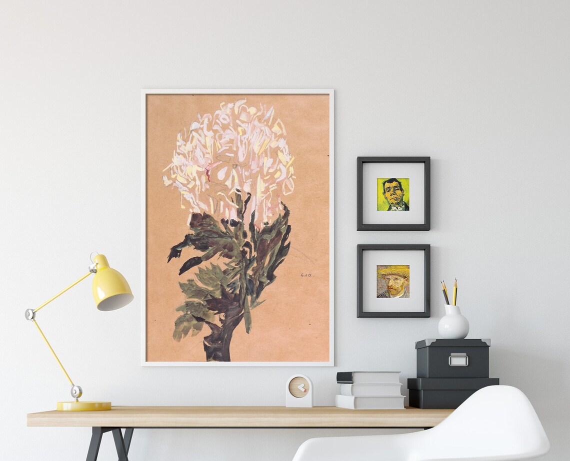 Egon Schiele White Chrysanthemum, 1910 Art Print