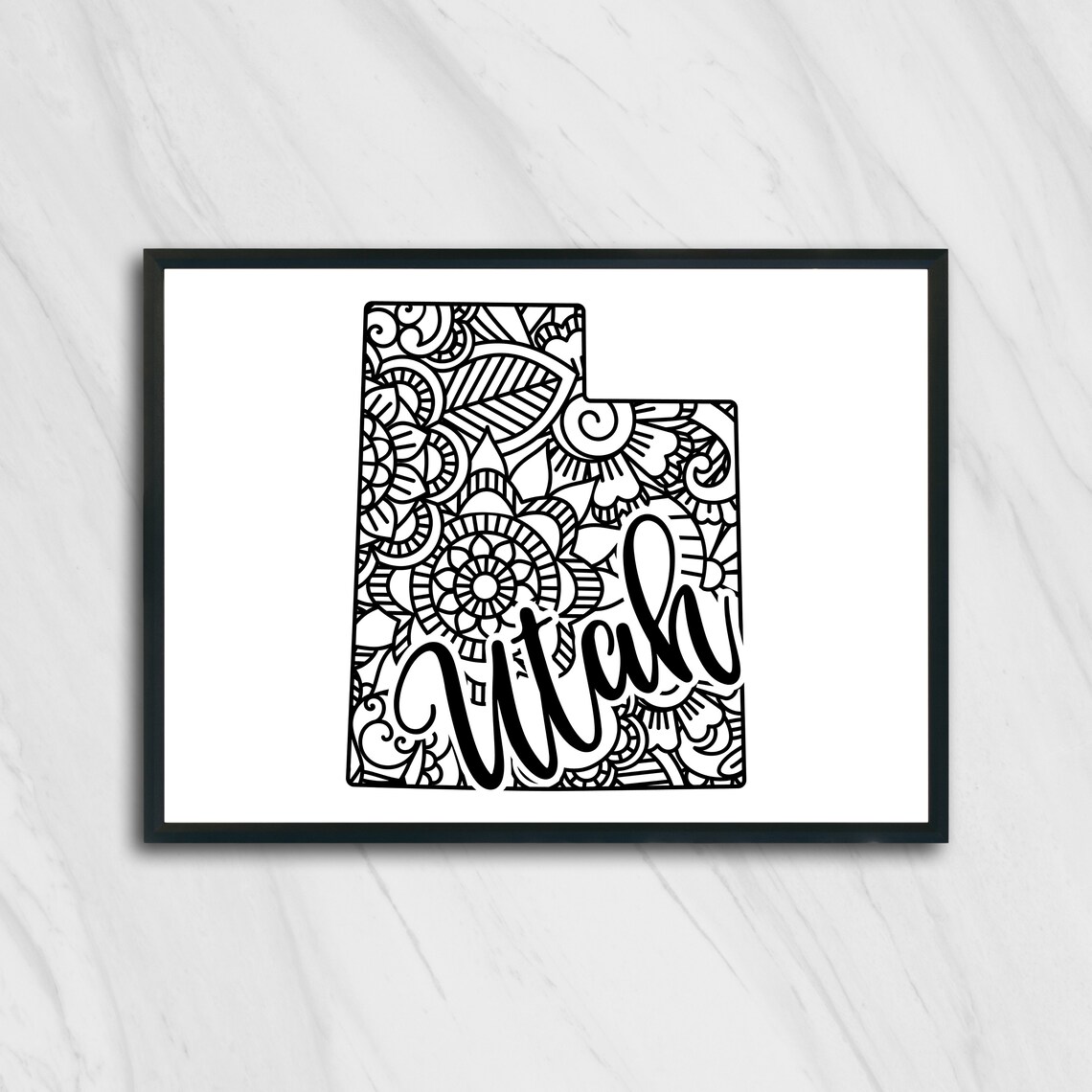 Utah Mandala State Outline Minimalist Black White Line Art Home Decor Poster - Image 2