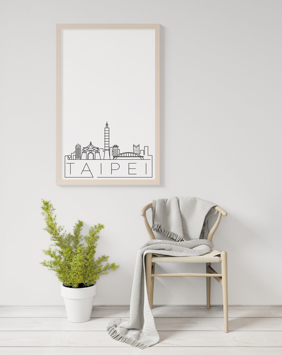 Taipei Skyline, Black and White Travel Poster Taiwan - Image 2