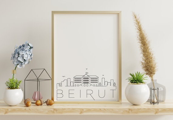 Beirut Skyline Art Print, Black and White Lebanon