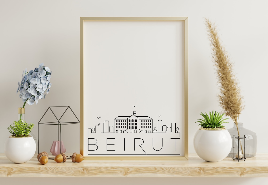 Beirut Skyline Art Print, Black and White Lebanon