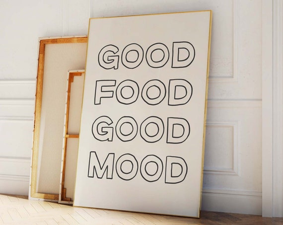 Good Food Good Mood Print Art Cute Hand Drawn Food Print Aesthetic Art Trendy Kitchen Print