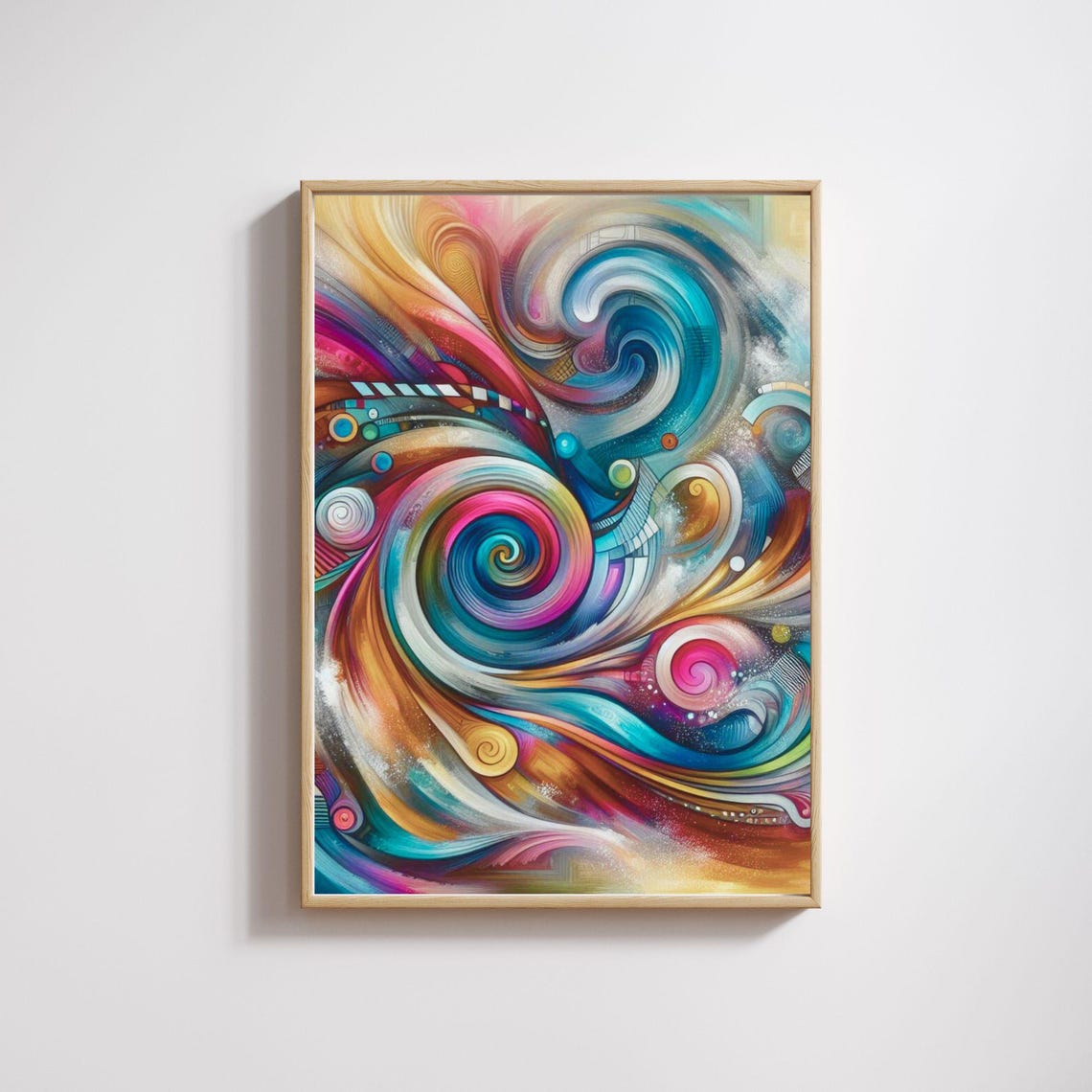 Colorful Swirling Abstract Art Pink Teal Orange Modern Poster - Image 5