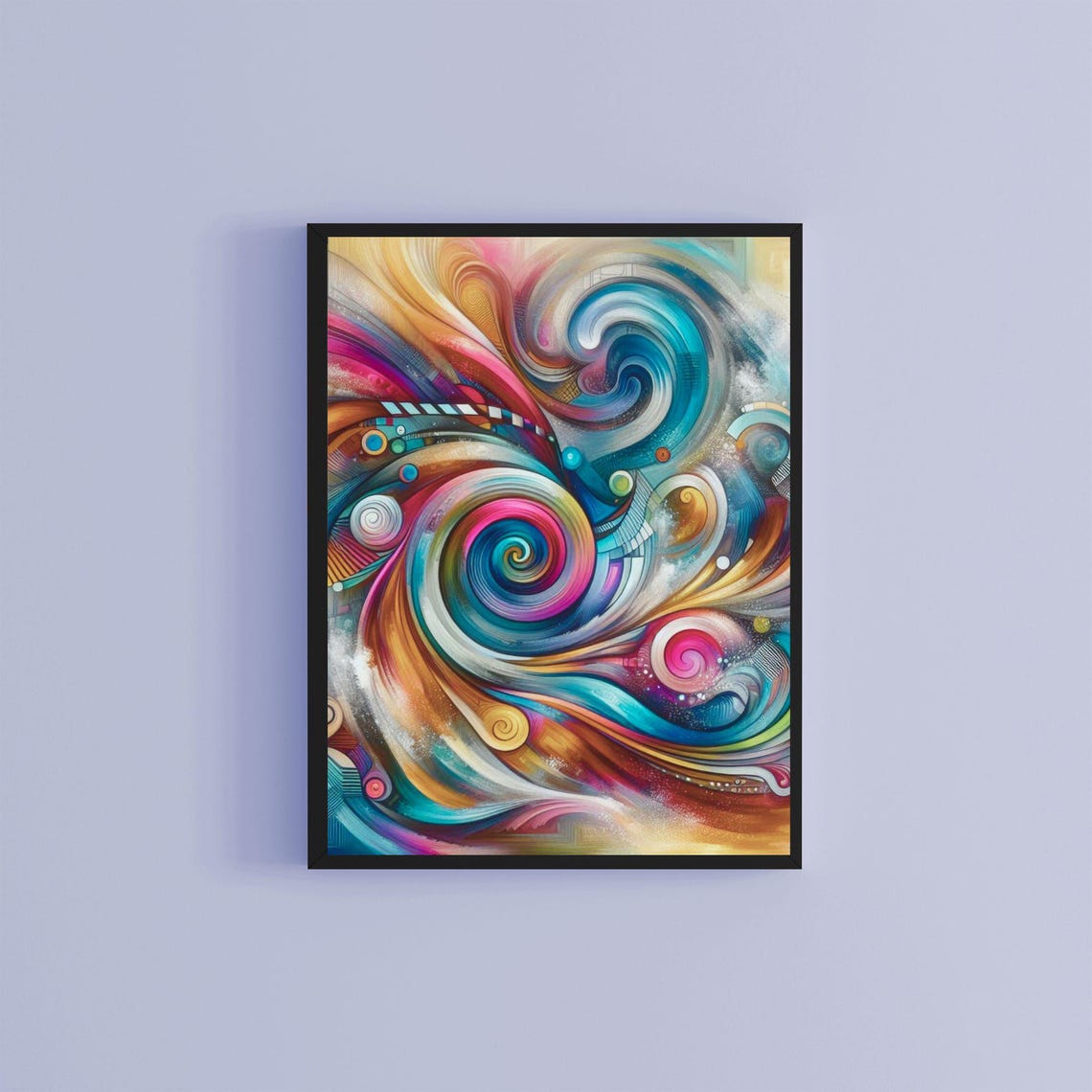 Colorful Swirling Abstract Art Pink Teal Orange Modern Poster - Image 3
